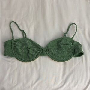 La Hearts Green Shimmery Women's Swimsuit Top or with Underwire Size Large